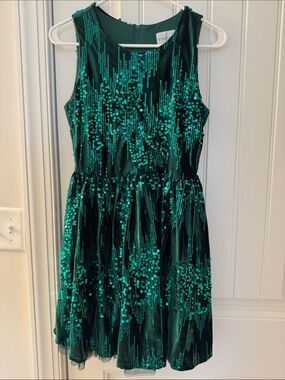 Rare Editions Emerald Green Sequin Fit-and-Flare Dress
